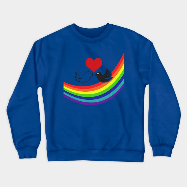 Rainbow Lovebirds Crewneck Sweatshirt by SandraKC